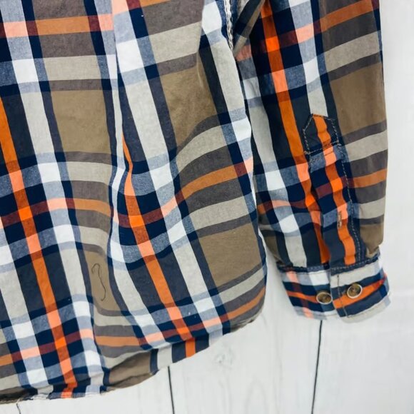 WEATHERPROOF LARGE Brown Blue Plaid Vintage Button Up Shirt Long Sleeve - Picture 3 of 6